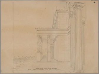 Palácio de Orianda na Crimeia. Projecto antigo. Terraço do palácio com pórtico voltado para o mar