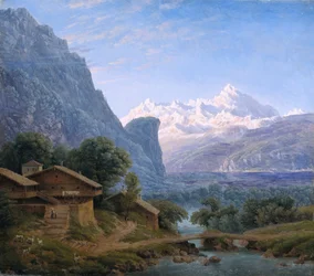 Vista do Mont Blanc - Karl Friedrich Schinkel (1781-1841). Óleo sobre tela