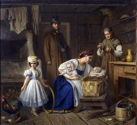 A enfermeira visitou seu filho doente par Wenig, Karl Bogdanovich (1830-1908)