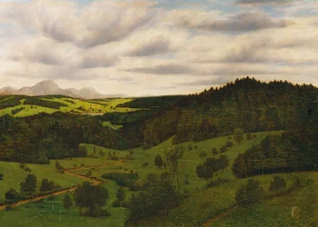 Paisagem da Alta Baviera perto de Schliersee com o Wendelstein