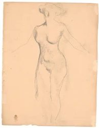 Modelo feminino nu em pé visto de cima