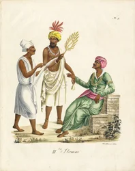 Homens indianos em trajes tradicionais (impressão)