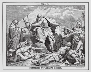 Queda de Gelimer, último rei dos Vândalos, 534 (gravura)