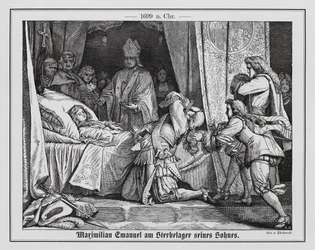 Maximiliano II Emmanuel, Eleitor da Baviera, no leito de morte do seu filho