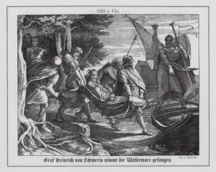 Valdemar II da Dinamarca feito prisioneiro por Henrique I, conde de Schwerin