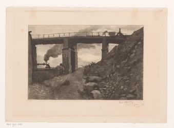 Paisagem industrial com viaduto