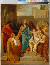 Le Christ benissant les enfants (Cristo abençoa as Crianças) - Peinture de Karl Pavlovich Briullov (Brioullov) (1799-1852), huile sur toile