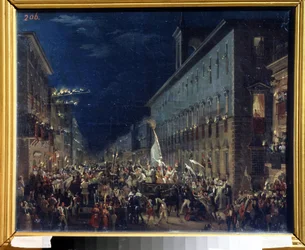 Manifestation politique a Rome (Itália) (Manifestação política em Roma) - Pintura de Karl Pavlovich Briullov (Brioullov) (1799-1852) - Óleo sobre tela, 37 x 46 cm