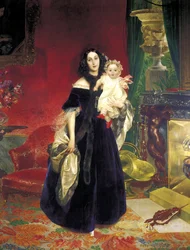 Maria Arkadyevna Stolypina Beck 1819-1889 com sua filha, 1840.