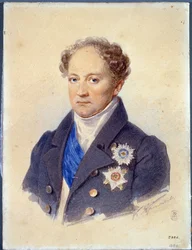 Retrato do príncipe Alexander Nikolaievich Golitsyn (1773-1844). Obra de Karl Pavlovich Briullov (Briullov) (1799-1852), aguarela sobre papel, ca. 1830. Arte russa