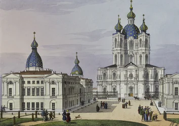 O convento Smolny da ressurreição em São Petersburgo, primeira metade do século XIX.