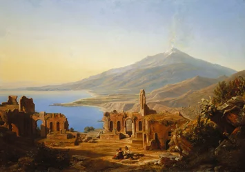 Teatro Grego, Taormina, com Etna além, 1852