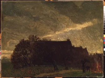 "Un village en automne" (Uma aldeia no Outono) Peinture de Karl Wendel (1878-1937) 1903 Musee des Beaux Arts de Mikalojus Konstantinas Ciurlionis, Kaunas, Lituanie