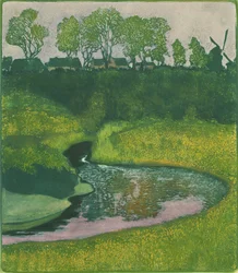 O Vale do Alster perto de Wellingsbuttel (cor litho)