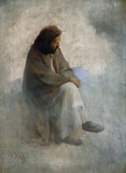 Auto-retrato como Cristo, por Diefenbach, Karl Wilhelm (1851-1913). Óleo sobre tela