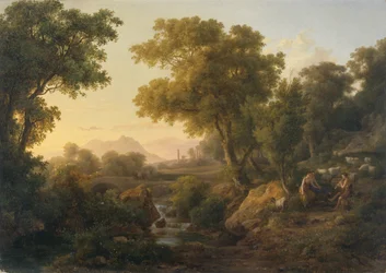 Paisagem clássica italiana (óleo sobre tela)