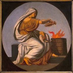 Alegoria de fogo. Pintura de Karoly Lotz (1833-1904), óleo sobre tela. Arte húngara