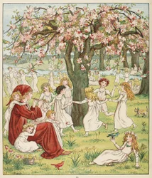Como os seus filhos foram roubados, do Pied Piper of Hamelin, pub. 1888 (cor litho)