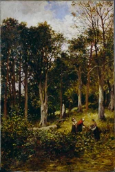 Paisagem (quatro figuras em uma madeira)
