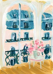 Pintura acrílica de um apartamento em Paris