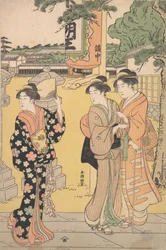Fair Visitors in the Compound of a Buddhist Temple, ca. 1789.