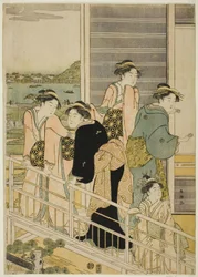 Mulheres na varanda de uma casa de chá Yoshiwara