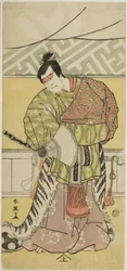O ator Sakata Hangorô III interpreta Takechi Mitsuhide em "Muromacho Chronicle in Kana Script" ("Kanagaki Muromachi bundan")