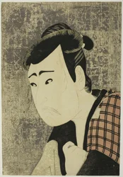 Retrato de busto do ator Ichikawa Yaozo III como Tanabe Bunzo na peça Hana-ayame Bunroku Soga (Blooming Iris: Soga Vendetta of the Bunroku Era), representada no Teatro Miyako a partir do quinto dia do quinto mês de 1794