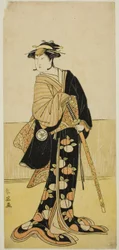 O ator Iwai Hanshiro IV como Tonase () na peça Kanadehon Chushingura (), representada no Teatro Kiri () no oitavo mês de 1787 ()