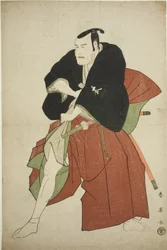 O ator Matsumoto Koshiro IV como Kakogawa Honzo na peça Kanadehon Chushingura, representada no Teatro Kawarazaki no quinto mês de 1795