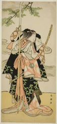 O ator Segawa Kikunojo III como Lady Tomoe (Tomoe Gozen) na peça Yasa Gumbai Miyako no Jindori, representada no Teatro Miyako no décimo primeiro mês de 1793