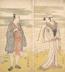 Dois atores: o Quarto Matsumoto Koshiro como Homem Vestido de Kimono Curto [esquerda], 1779.