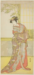 O ator Sanogawa Ichimatsu III possivelmente como Masago Gozen em "A Courtesan