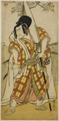 O ator Nakamura Nakazo I como Matsuo-maru na peça Sugawara Denju Tenarai Kagami, representada no Teatro Morita no terceiro mês de 1780