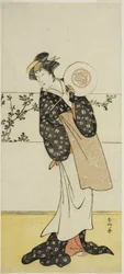 O ator Osagawa Tsuneyo II, possivelmente como Misao Gozen, na peça Chiyo no Hajime Ondo no Seto (Início da Eternidade: O Estreito de Ondo no Mar Interior de Seto) (), representada no Teatro Kiri a partir do vigésimo sétimo dia do sétimo mês de 1785