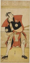 O ator Sakata Hangoro III como Omi no Kotoda na peça Haru no Nishiki Date-zome Soga, representada no Teatro Nakamura no segundo mês de 1790