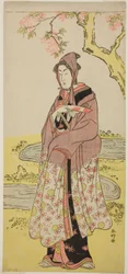 O ator Segawa Kikunojo III como Kumenosuke na peça Keisei Natori Soga, representada no Teatro Kiri no segundo mês de 1788