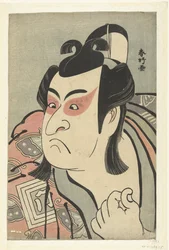 Retrato do busto do ator Ichikawa Monnosuke II no papel de Soga no Goro.
