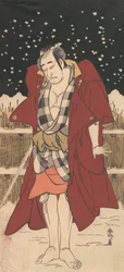 Onoe Matsusuke como Homem Armado com uma Espada, De Pé na Neve diante de uma Cerca, 1786.