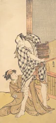 Cena da peça Yoshitsune and the Thousand Cherry Trees Yoshitsune..., 8º ou 9º mês, 1784.