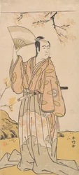 O Ator, 3º Sawamura Sojuro Segurando um Leque Aberto, ca. 1779.