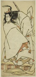 O ator Onoe Matsusuke I como Ashikaga Takauji na peça Kumoi no Hana Yoshino no Wakamusha, apresentada no Teatro Nakamura no décimo primeiro mês de 1786