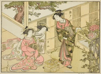 Cortesãs do Chojiya, do livro "Uma comparação das belezas das casas verdes: um espelho de suas formas (Seiro bijin awase sugata kagami)", vol. 1