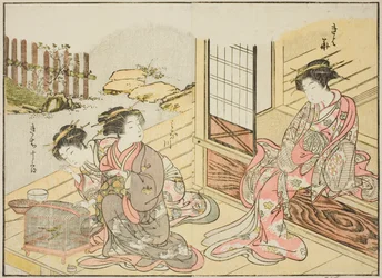 Cortesãs do Kagemanjiya, do livro "Espelho de Mulheres Bonitas dos Quartos de Prazer (Seiro bijin awase sugata kagami)", vol. 1