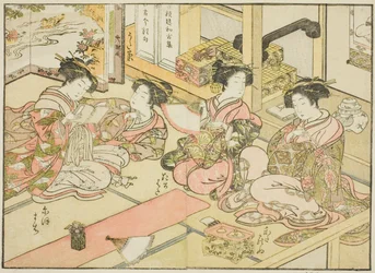 Cortesãs do Ogiya, do livro "Espelho das Belas Mulheres dos Bairros do Prazer (Seiro bijin awase sugata kagami)", vol. 1