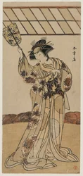 Segawa Kikunojo II como árbitro de uma luta de luta livre, c. final dos anos 1770.