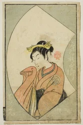 O ator Anegawa Shinshiro II, de "A Picture Book of Stage Fans (Ehon butai ogi)"