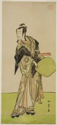 O ator Ichikawa Danjuro V como Kakogawa Honzo na peça Kanadehon Chushin Nagori no Kura, apresentada no Teatro Nakamura no Nono Mês, 1780