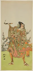 O Ator Ichikawa Danzaburo II como Usui no Sadamitsu (?) Na Peça Edo Katagi Hikeya Tsunasaka (?), Apresentada no Teatro Ichimura (?) No Décimo Primeiro Mês, 1772 (?)