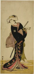 O ator Ichikawa Danzo IV como Tonase na peça Kanadehon Chushingura, apresentada no Teatro Morita no terceiro mês de 1781